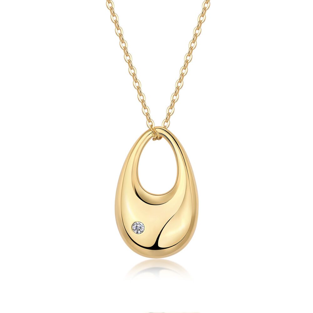 Evening Love - A Fashionable And Trendy Diamond Pendant Necklace Set With Moissanite S925 Sterling Silver And Gold Plating - Image 4