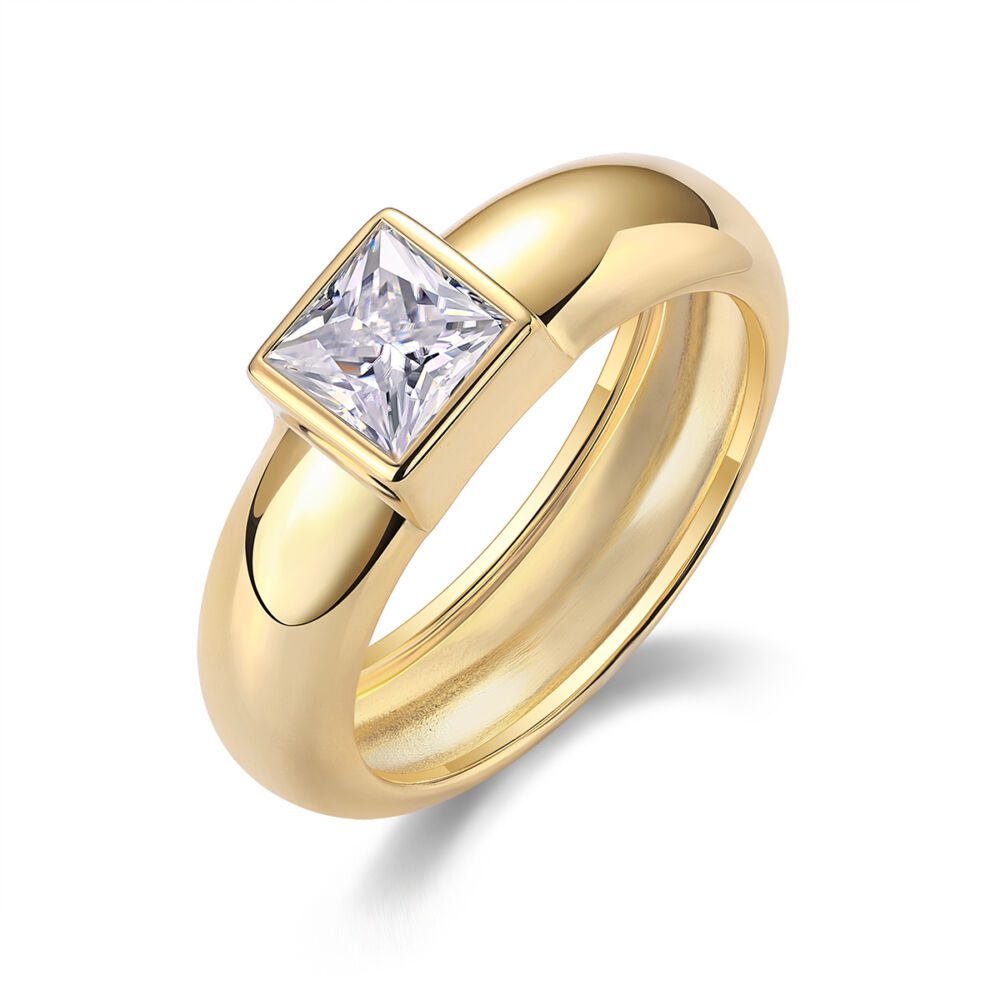 Square Diamond Ring Wedding Ring Luxury Fashion Set Moissanite Silver Ring - Image 5