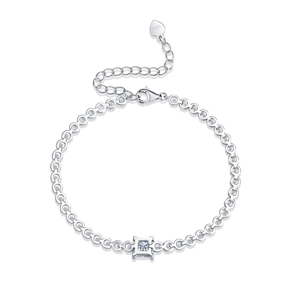 Rubik's Cube Luxury Fashion Mosan Diamond Silver Jewelry Comparable To Natural Diamond Bracelet - Image 5