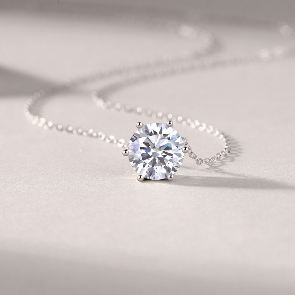 Afternoon Rose Luxury Fashion Diamond Pendant Necklace Set With Mosan Diamond Silver Ornaments - Image 3