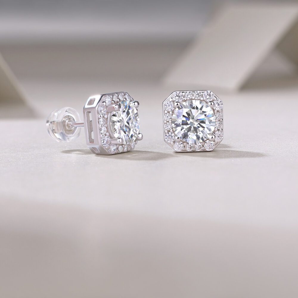 Luxxi Radiance Halo Stud Earrings – Sparkling Round Cut with Pavé Accents - Image 3
