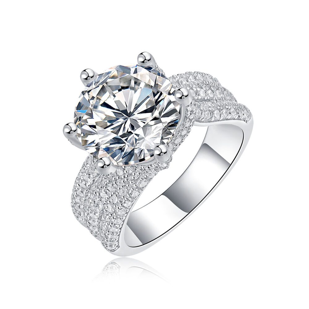 Luxury Fashion Large Diamond Ring Moissanite Silver Ring - Image 5
