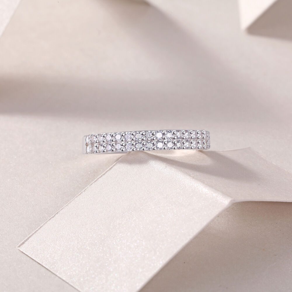 Luxury Fashion Double Row Diamond Ring With Moissanite Silver Ring - Image 5