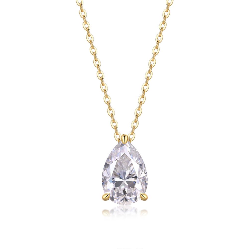 Under The Moon - A Fashionable And Trendy Diamond Pendant Necklace Set With Pear-shaped Moissanite S925 Sterling Silver And Gold Plating - Image 4