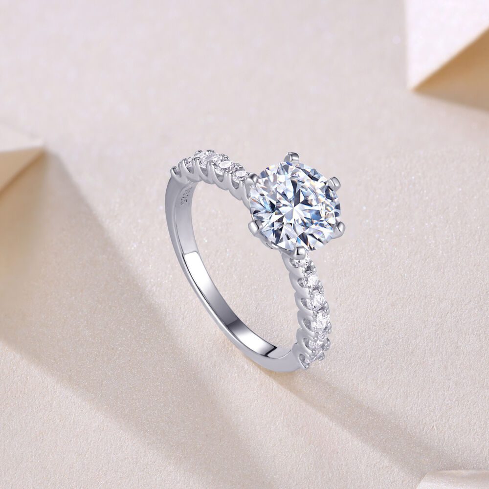 Large Diamond Diamond Ring Luxury Fashion Set Moissanite Silver Ring - Image 7
