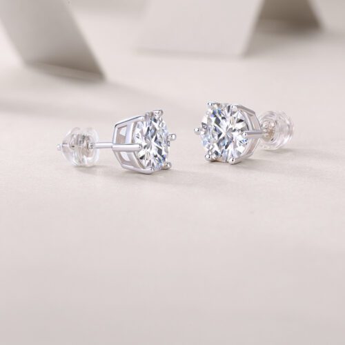 Whisperlight – Luxury Moissanite Stud Earrings in Silver