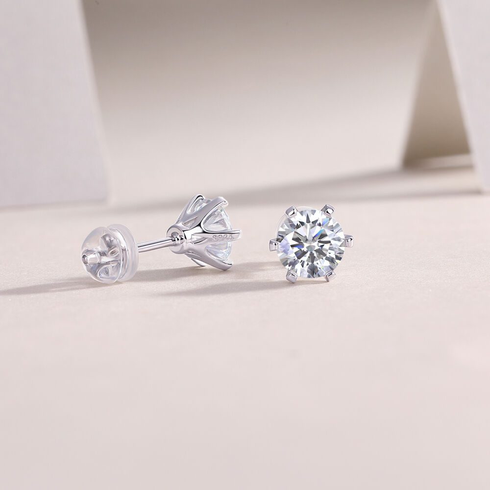 Quiet Luxury Fashion Diamond Earrings Stud Set With Mosan Diamond Silver Ornaments - Image 3