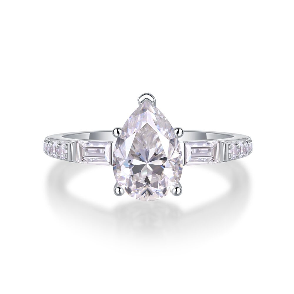 Large Diamond Diamond Ring Luxury Fashion Set Moissanite Silver Ring - Image 3