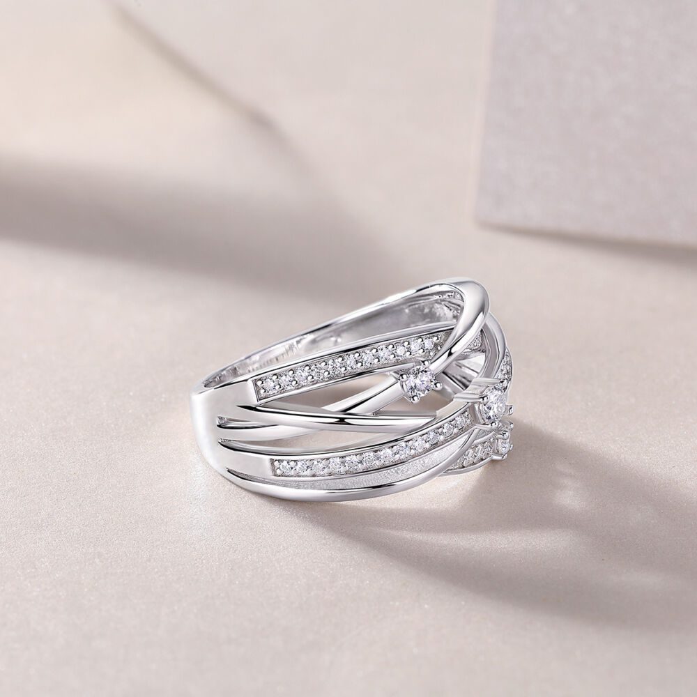 Star Ring Diamond Ring Luxury Fashion Set Moissanite Silver Ring - Image 6