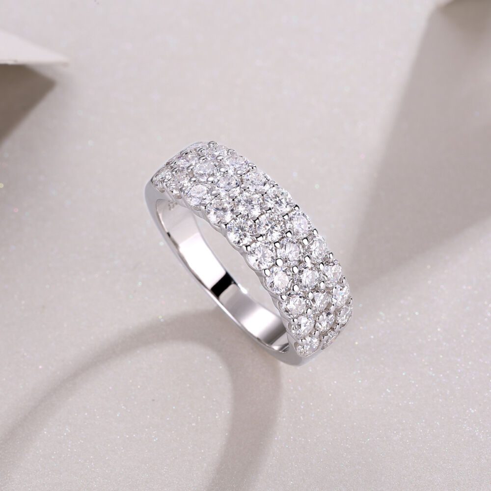 Multi-row Diamond Ring Luxury Fashion Set Moissanite Silver Ring - Image 5