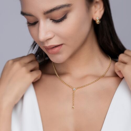 Time Interlaced - A Trendy Diamond Jewelry Necklace Pendant Set With 0.5-carat Moissanite S925 Sterling Silver And Gold Plating
