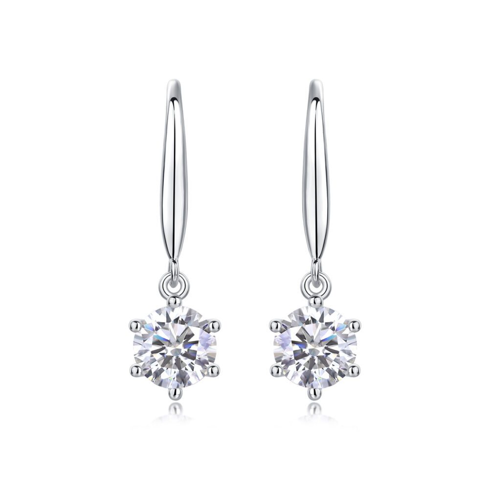Solitaire Hook Earrings in S925 Silver