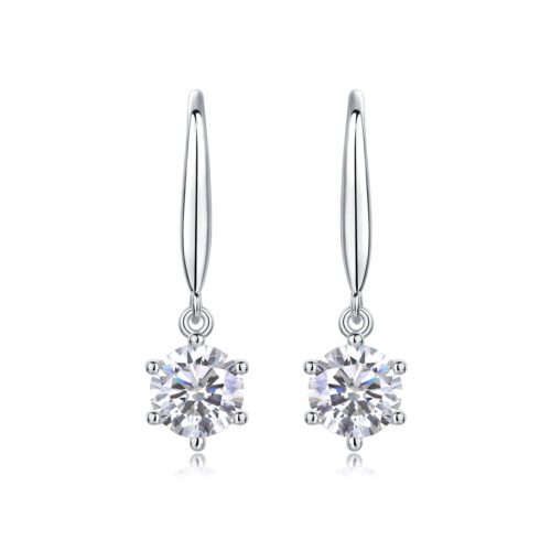 Solitaire Hook Earrings in S925 Silver
