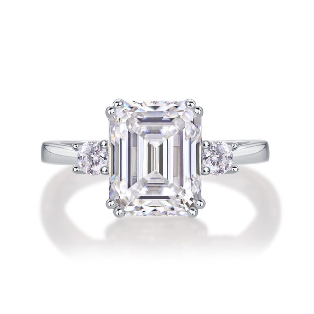 Baguette Diamond Ring Wedding Ring Luxury Moissanite Silver Ring - Image 3
