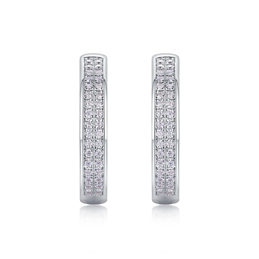 Lustre Hoops  Moissanite Pavé Earrings in Platinum-Plated S925 Silver - Image 5