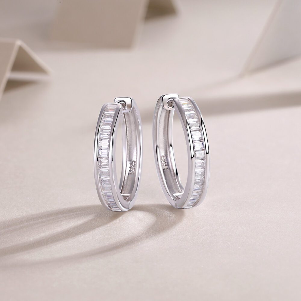 Verta Hoops Moissanite Earrings in S925 Sterling Silver - Image 2