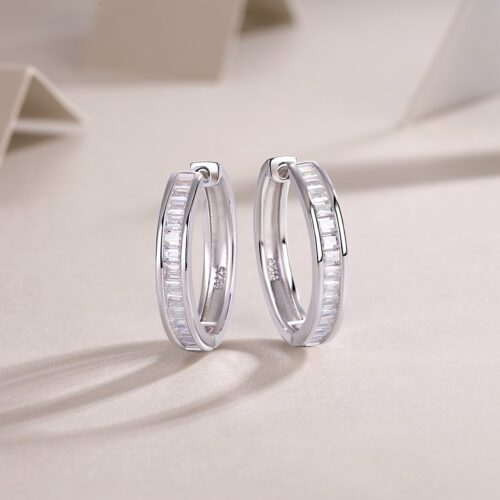 Verta Hoops Moissanite Earrings in S925 Sterling Silver