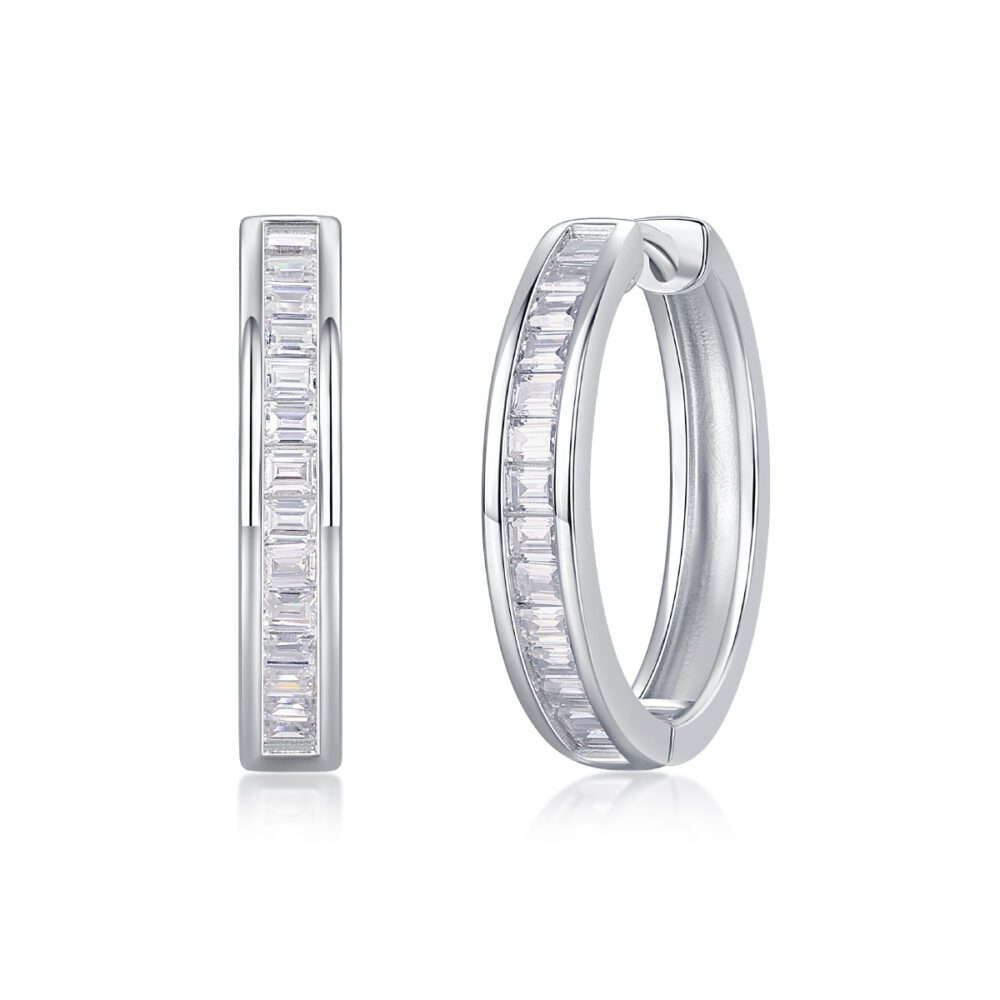 Verta Hoops Moissanite Earrings in S925 Sterling Silver - Image 4