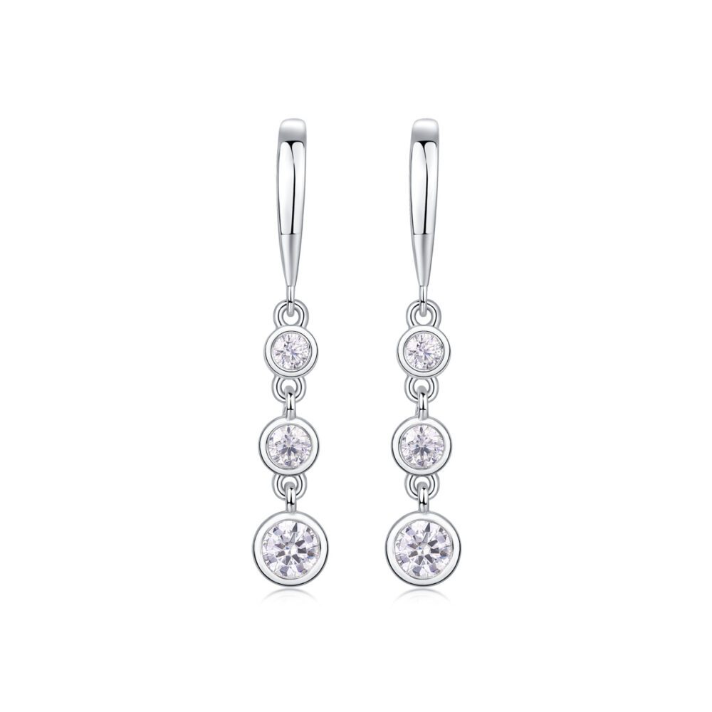 Celestia Drops Moissanite Trio Earrings in S925 Silver - Image 2