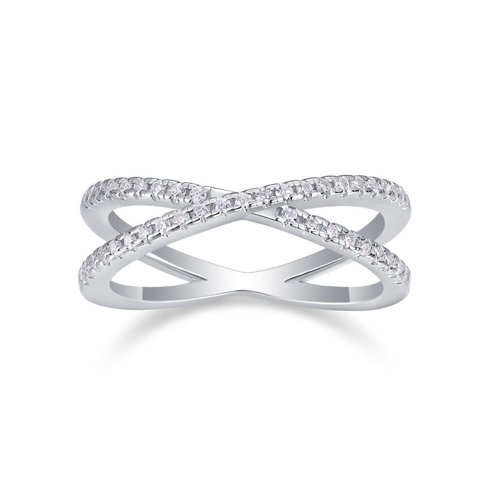 Double Band Diamond Ring Luxury Fashion Set Moissanite Silver Ring - Image 5