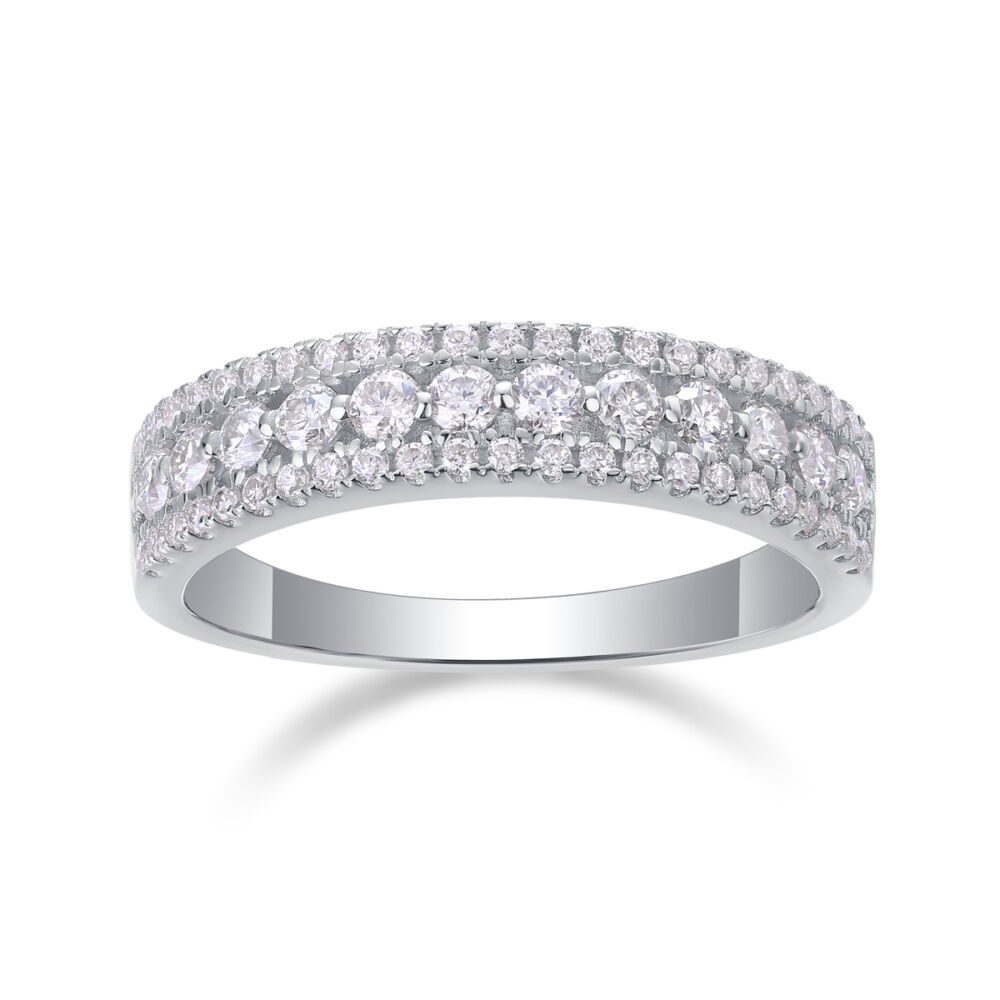 Luxury Fashion Multi-row Diamond Ring With Moissanite Silver Ring - Image 2