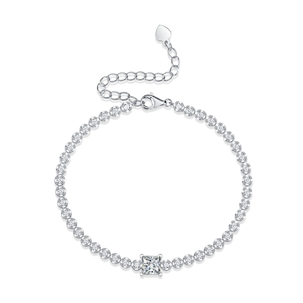 Rubik's Cube Luxury Fashion Mosan Diamond Silver Jewelry Comparable To Natural Diamond Bracelet - Image 3