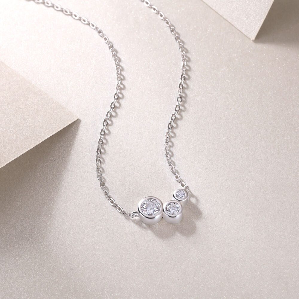 White Dew Luxury Fashion Diamond Pendant Necklace Set With Mosan Diamond Silver Ornaments - Image 4