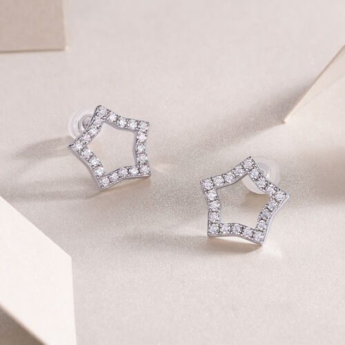 Tonight's New Star - S925 Moissanite Sterling Silver Earrings With Platinum-plated Stud Earrings, Fashionable, Trendy And Affordable Jewelry