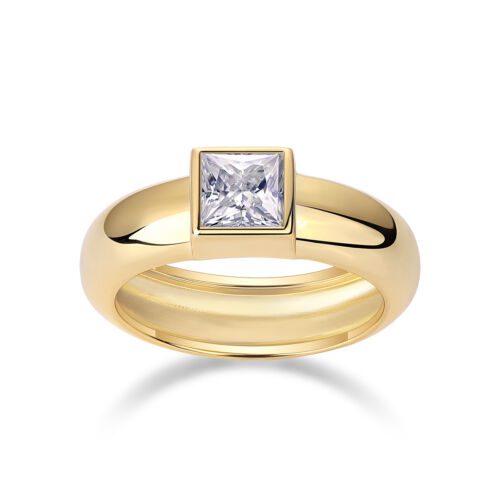 Square Diamond Ring Wedding Ring Luxury Fashion Set Moissanite Silver Ring