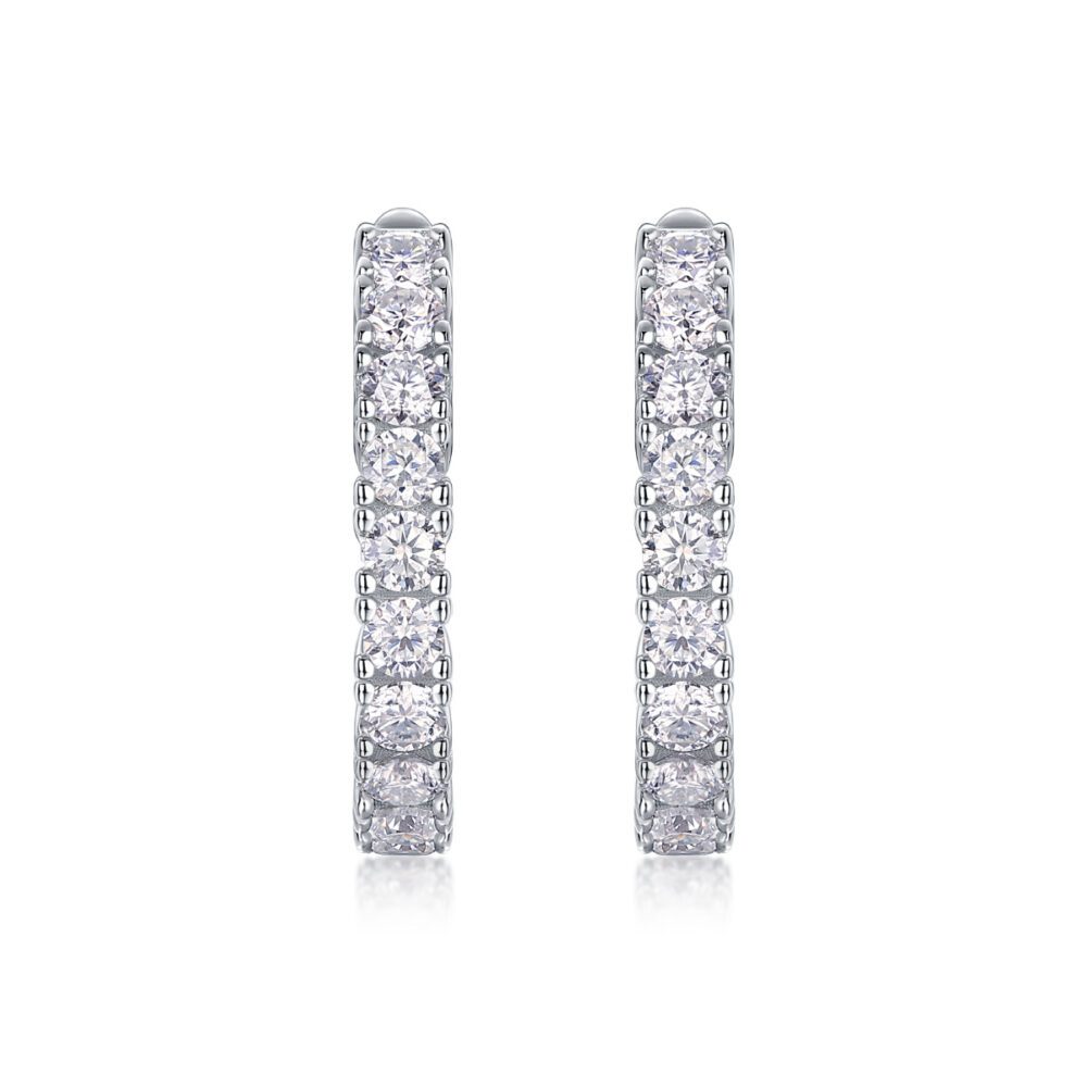 Lumière Hoops Radiant Moissanite Silver Earrings - Image 3