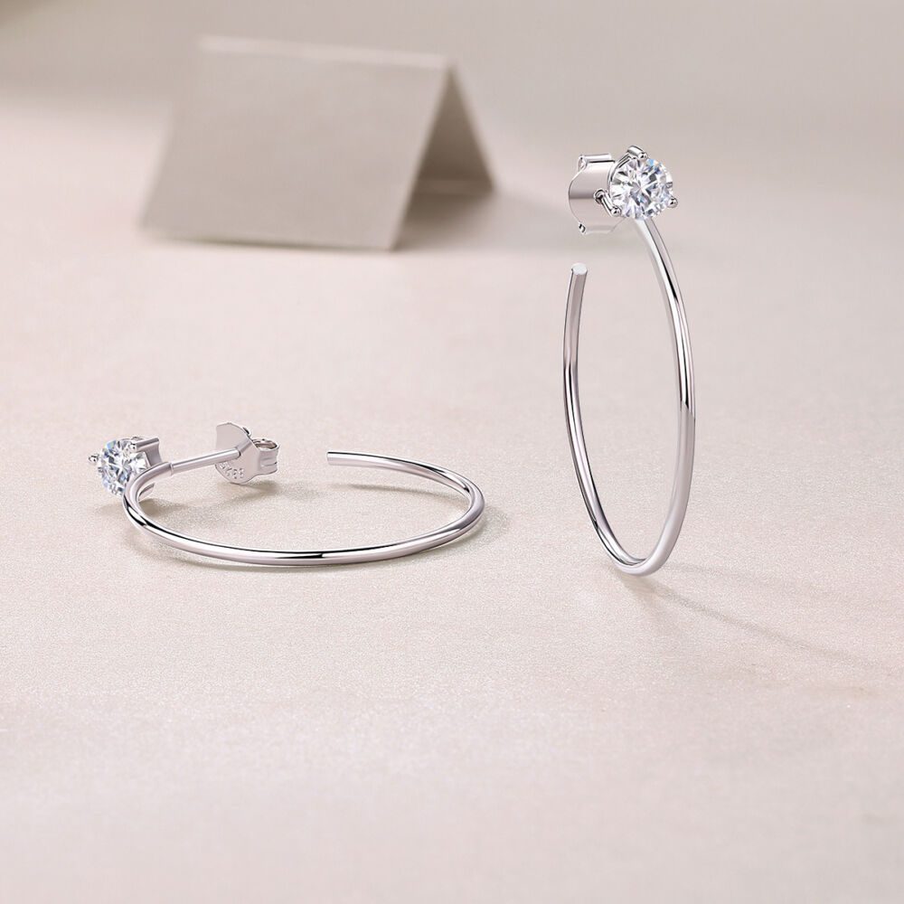 Graceful Afternoon Diamond Set Moissanite Silver Earrings Luxury Fashion Diamond Earrings Stud Earrings - Image 4