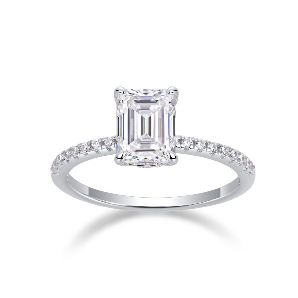 Square Diamond Ring Luxury Fashion Set Moissanite Silver Ring - Image 3
