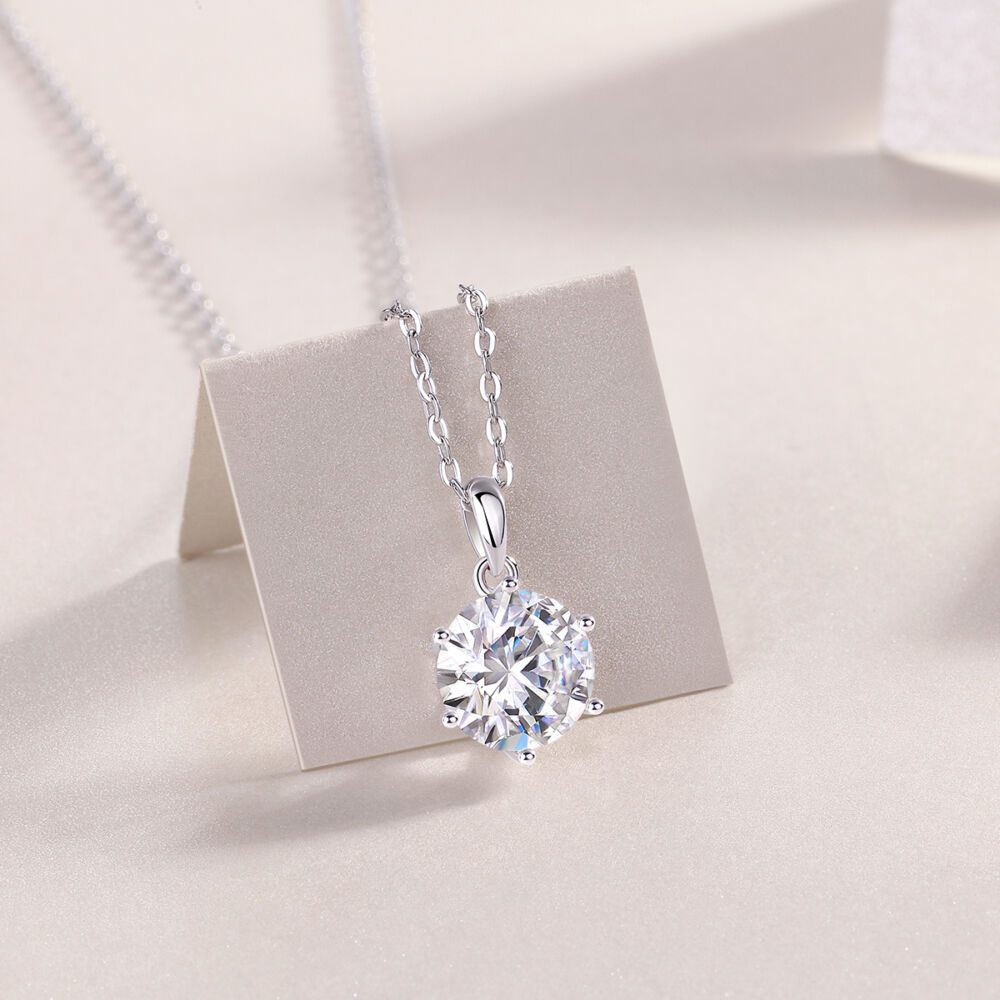 Refreshing Breeze Dancing Luxurious Fashion Diamond Pendant Necklace Set With Mosan Diamond Silver Ornaments - Image 4