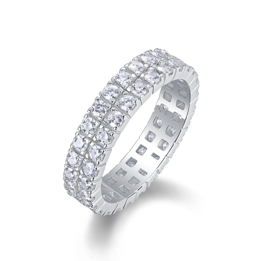 Multi-row Diamond Ring Luxury Fashion Set Moissanite Silver Ring - Image 4