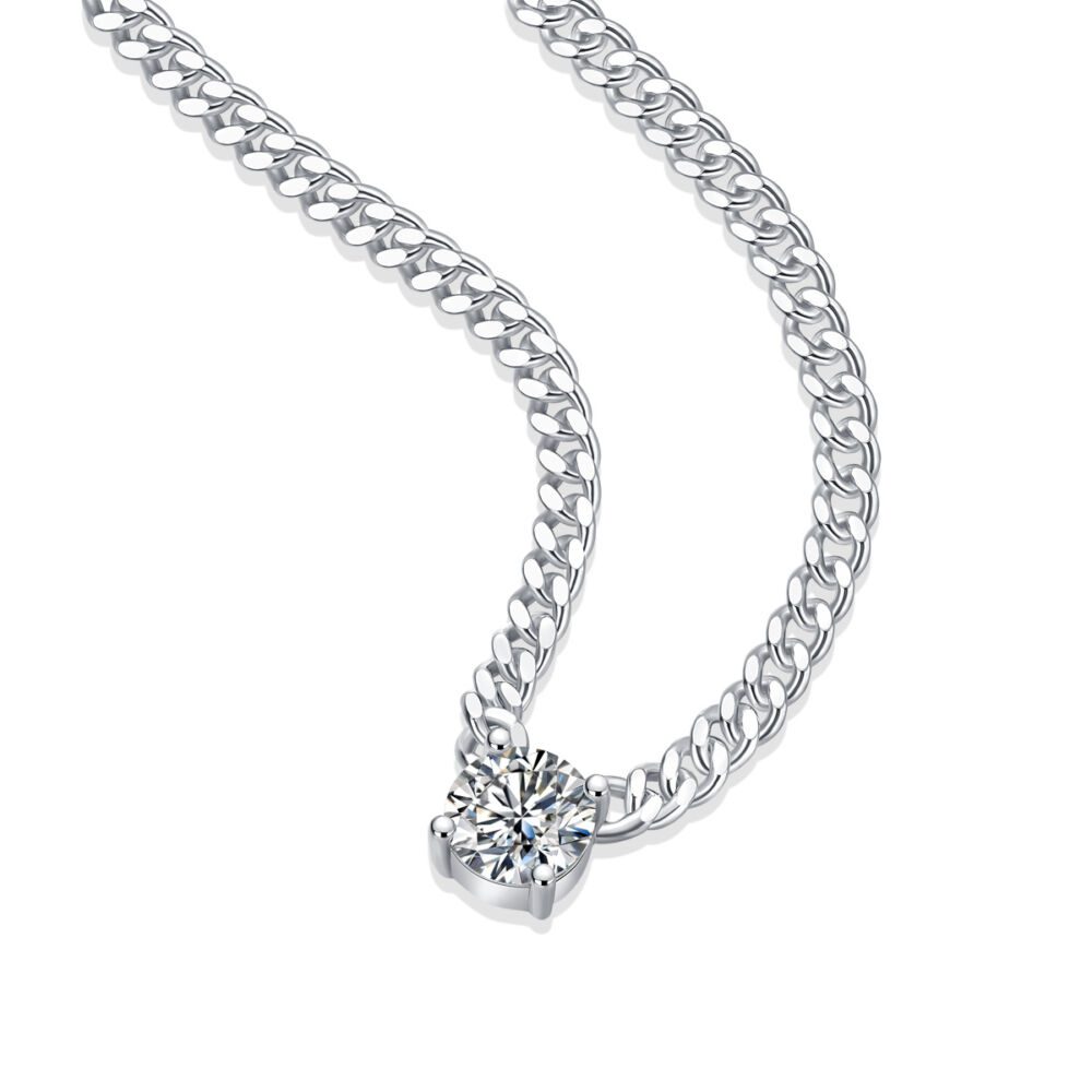 Cuban Necklace Luxury Fashion Diamond Pendant Necklace Set With Mosan Diamond Silver Ornaments - Image 3