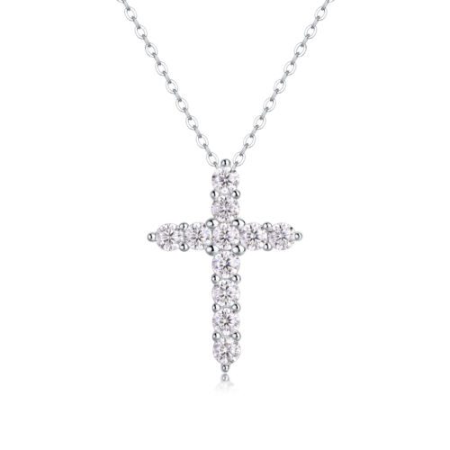 Faith Luxury Fashion Diamond Pendant Necklace Set With Mosan Diamond Silver Ornaments
