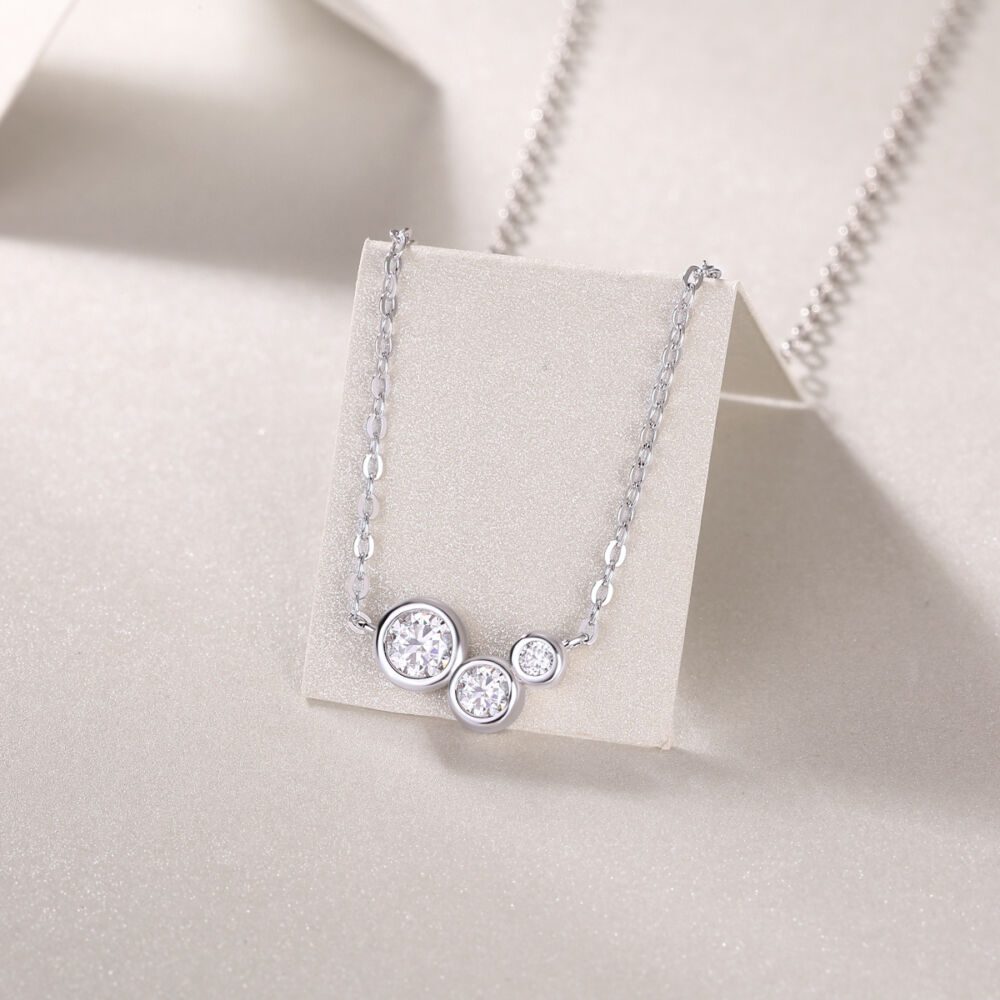 White Dew Luxury Fashion Diamond Pendant Necklace Set With Mosan Diamond Silver Ornaments - Image 3