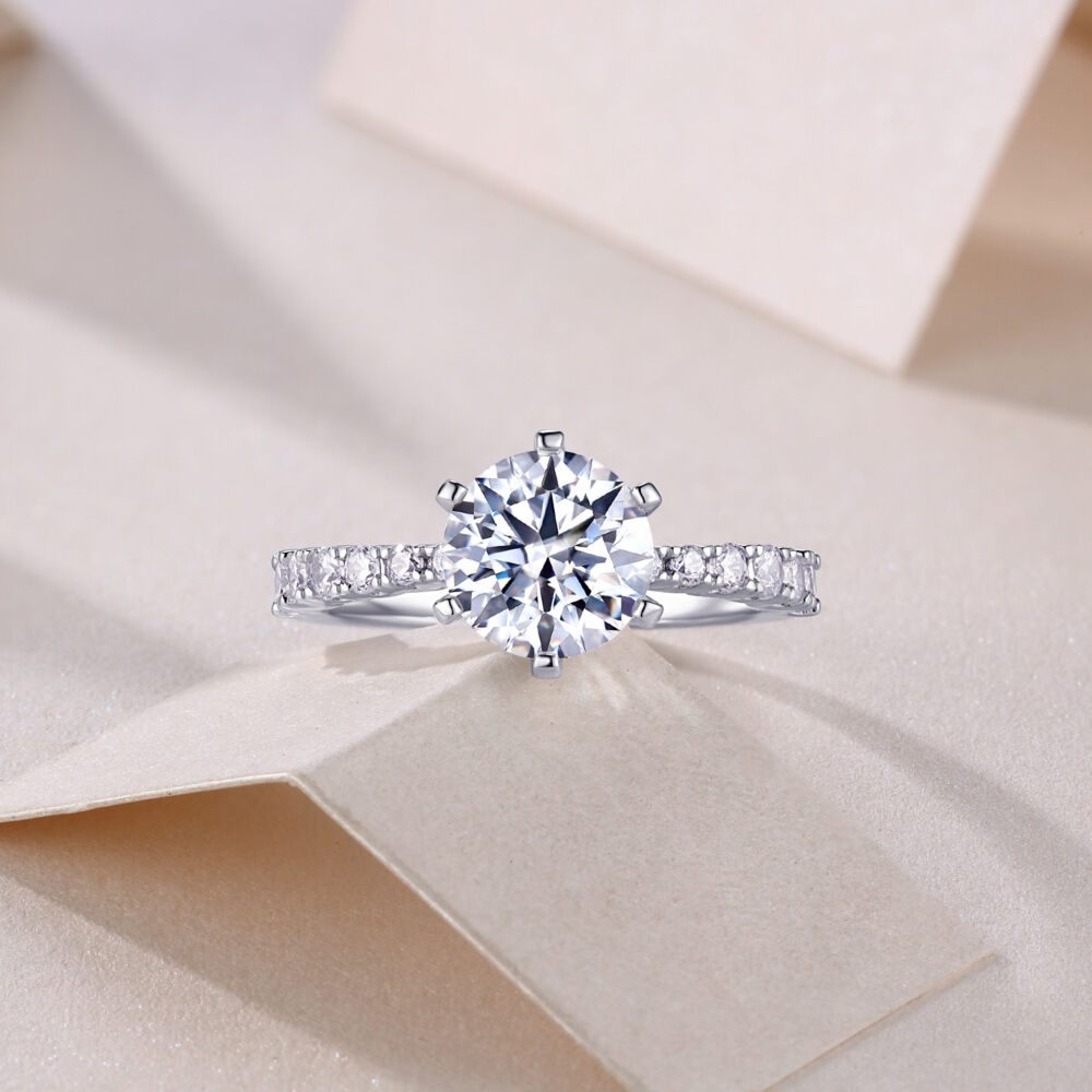 Large Diamond Diamond Ring Luxury Fashion Set Moissanite Silver Ring - Image 2