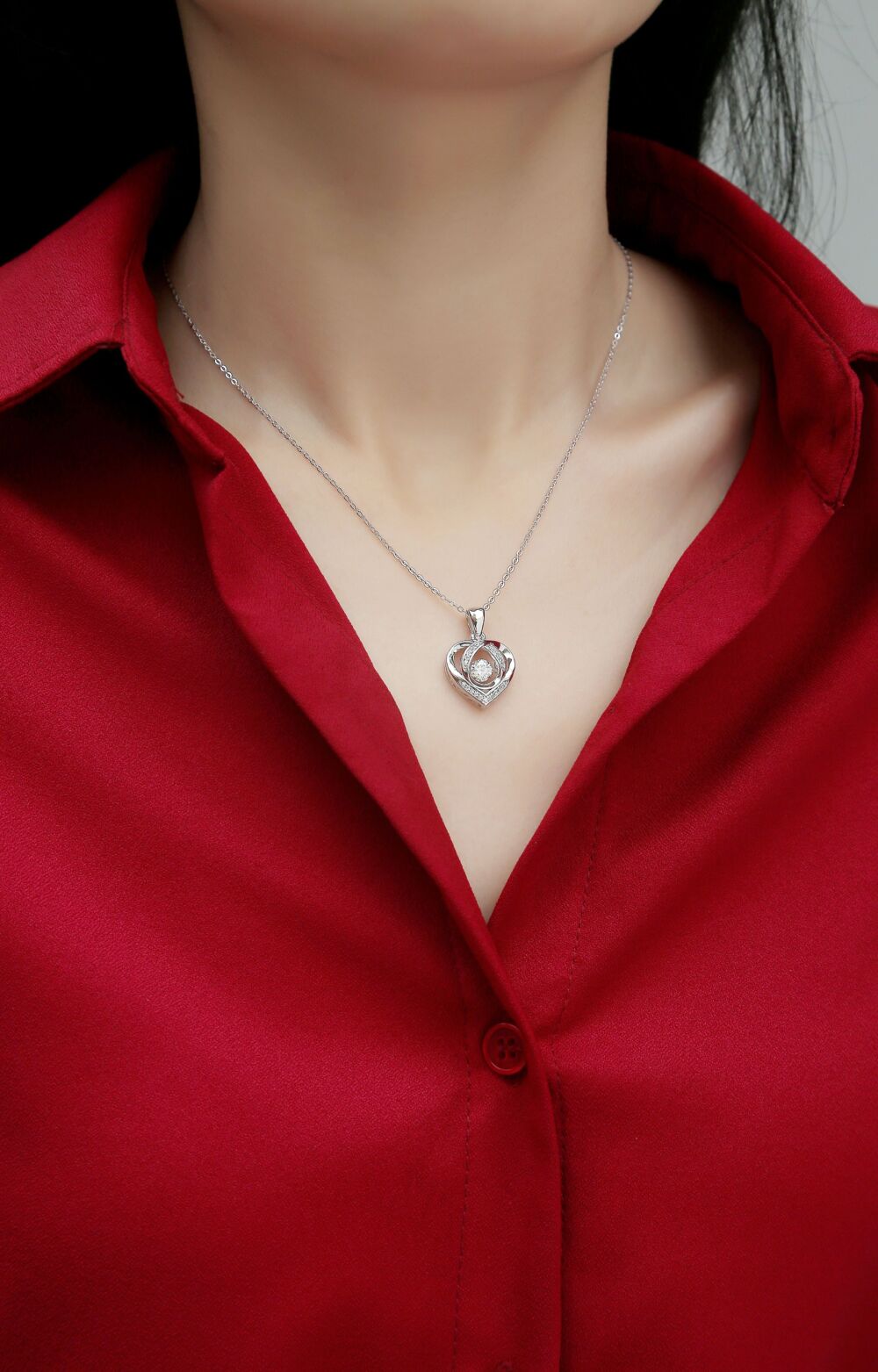 Heart To Have Your Luxurious Fashion Diamond Pendant Necklace Set With Mosan Diamond Silver Ornaments - Image 5