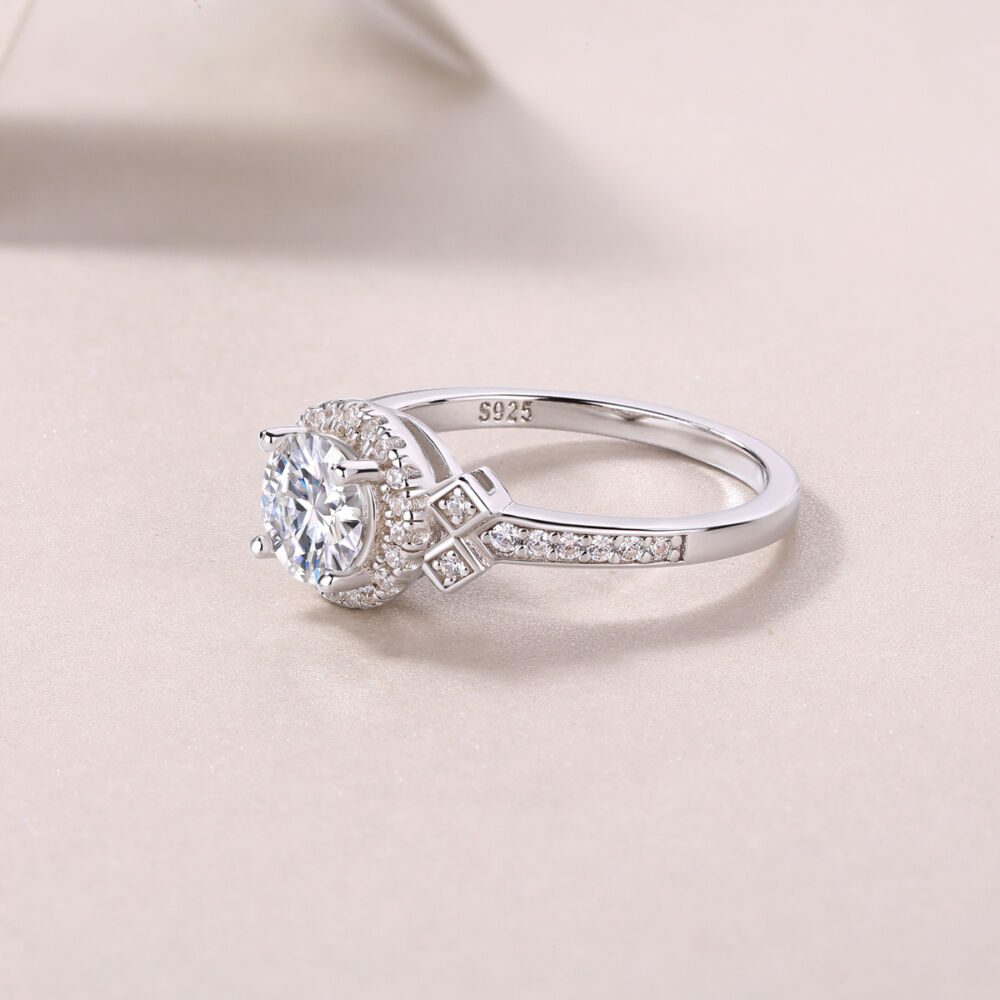 Lighthouse Large Diamond Ring Luxury Fashion Set Moissanite Silver Ring - Image 4