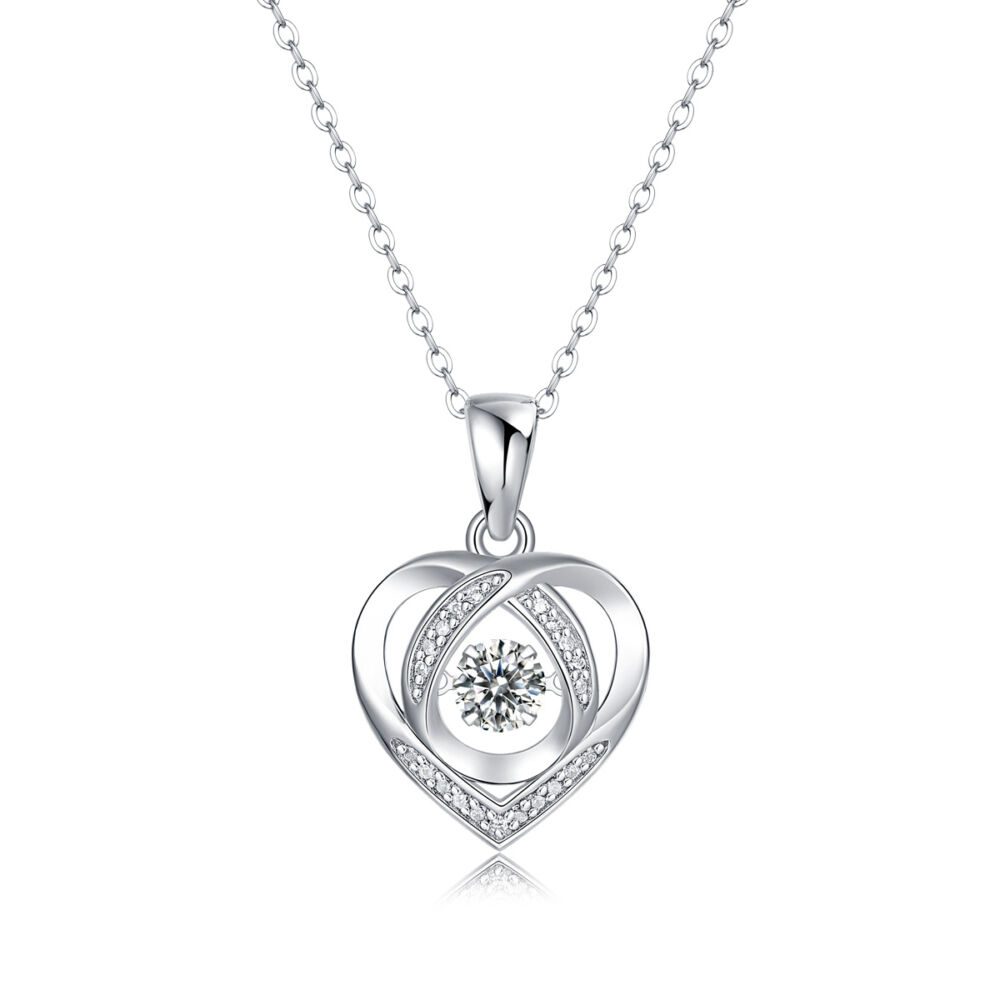 Heart To Have Your Luxurious Fashion Diamond Pendant Necklace Set With Mosan Diamond Silver Ornaments - Image 2