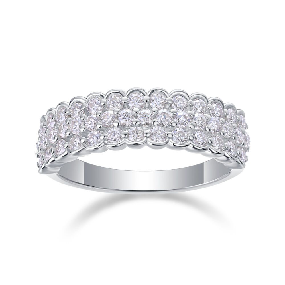 Multi-row Diamond Ring Luxury Fashion Set Moissanite Silver Ring - Image 6