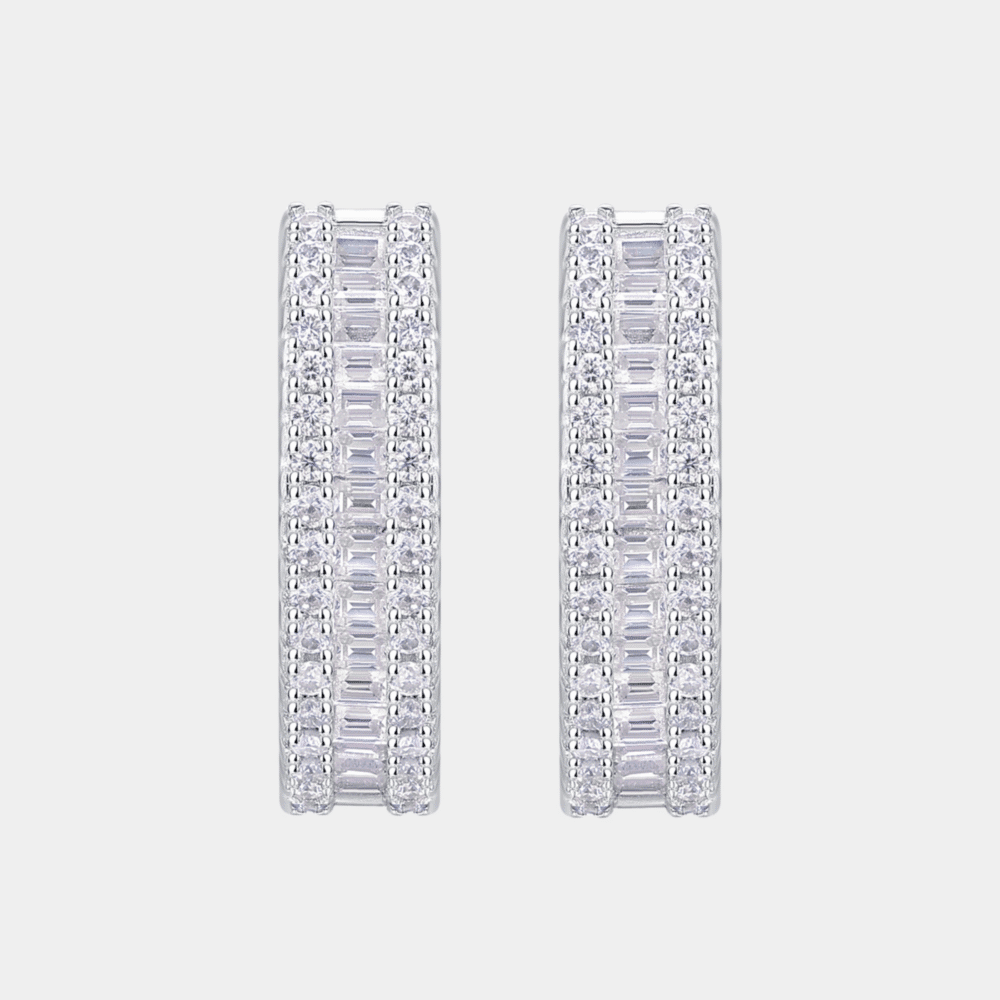 Woven Light Luxury Moissanite Hoop Earrings – Silver Diamond-Inlaid Ornaments - Image 2