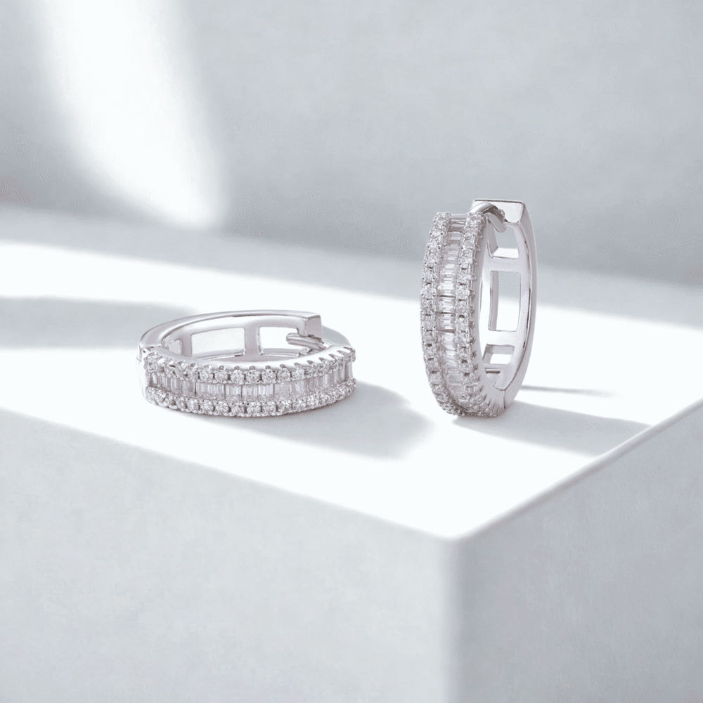 Woven Light Luxury Moissanite Hoop Earrings – Silver Diamond-Inlaid Ornaments - Image 4