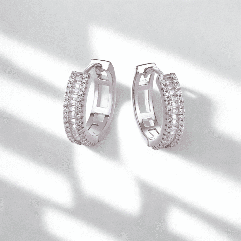 Woven Light Luxury Moissanite Hoop Earrings – Silver Diamond-Inlaid Ornaments - Image 5
