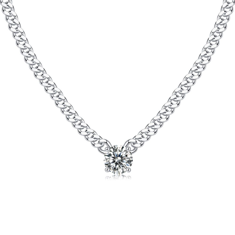 Cuban Necklace Luxury Fashion Diamond Pendant Necklace Set With Mosan Diamond Silver Ornaments