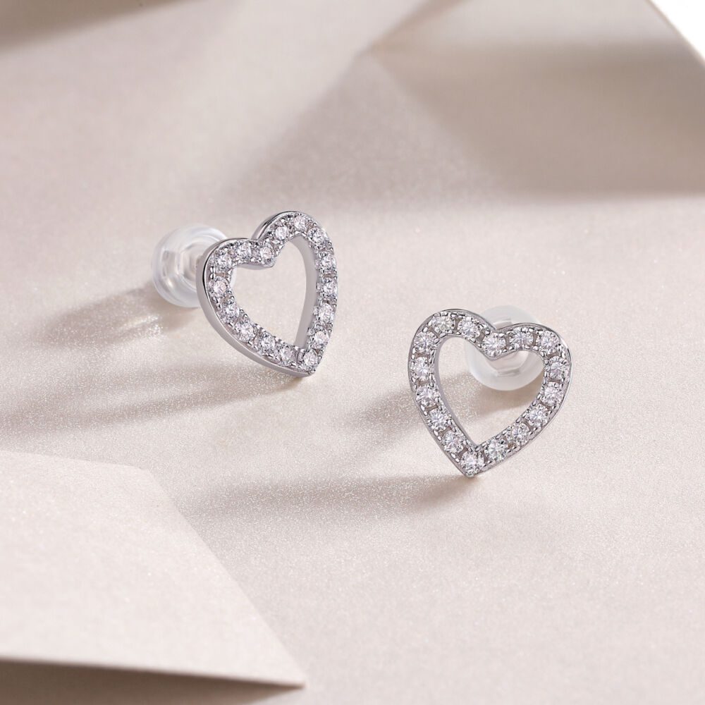 From The Heart - Fashionable, Trendy And Affordable Jewelry With Moissanite S925 Sterling Silver And Platinum-plated Stud Earrings - Image 2