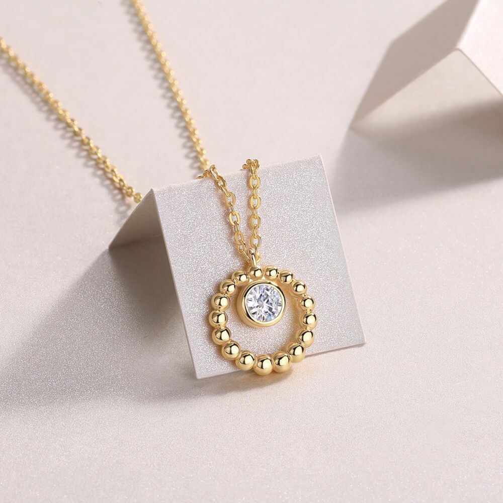 Moon Pearl - A Fashionable And Trendy Diamond Pendant Necklace Set With 0.5-carat Moissanite S925 Sterling Silver And Gold Plating - Image 3