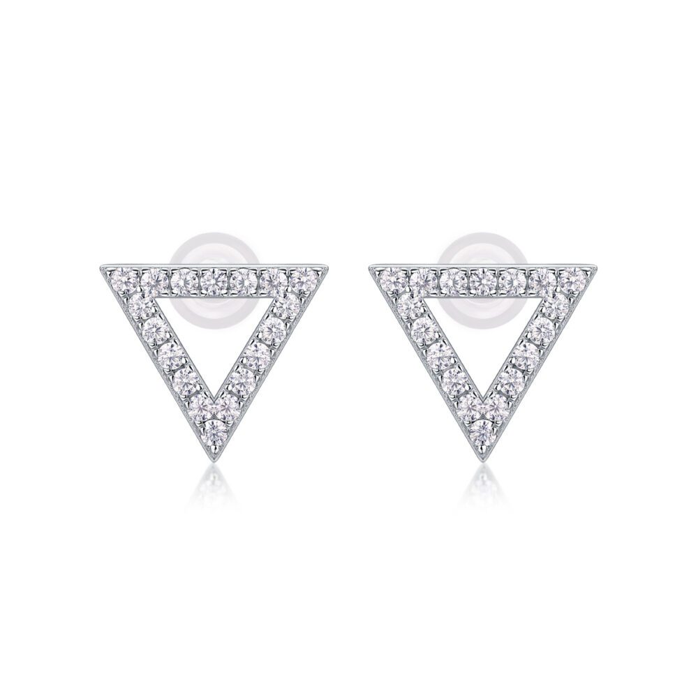 Aeris Triangles Moissanite Pavé Earrings in S925 Silver - Image 2