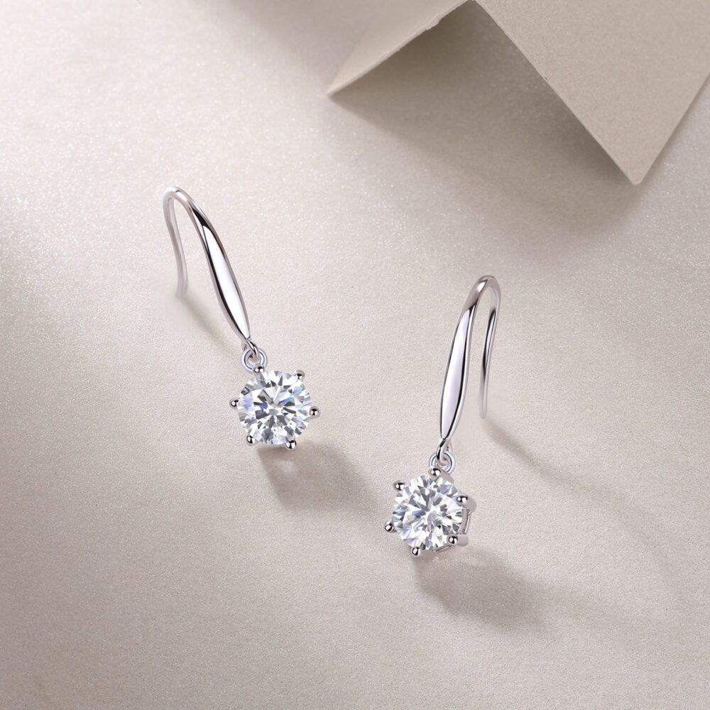Solitaire Hook Earrings in S925 Silver - Image 4